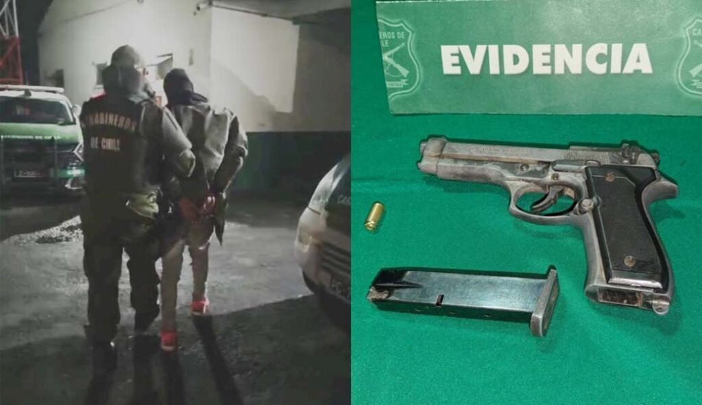 Detienen en Angol a sujeto que portaba pistola de fogueo prohibida