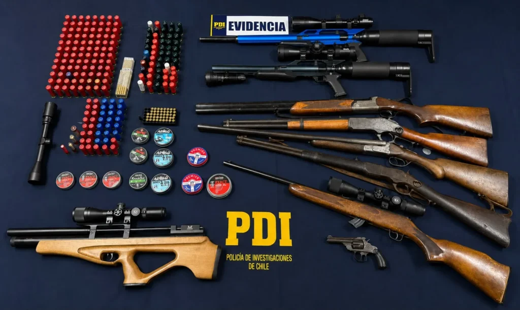 PDI incauta nueve armas y detiene a un hombre en Los Sauces PDI incauta nueve armas y casi 300 municiones en Los Sauces: detenido era investigado por violencia intrafamiliar